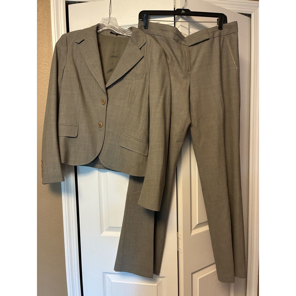 Theory Women’s Wool Blend Suit Pants 12 Jacket 10 Tan Career